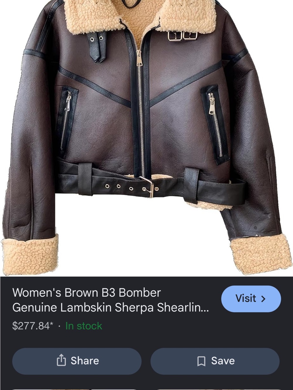 Zara Brown Bomber Jacket with Cream Sherpa Trim